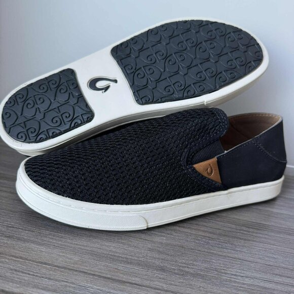 Olukai Pehuea Slip-On Mesh Shoes Size 7 $100 in Black - Picture 3 of 7